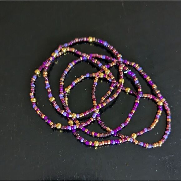 Purple Beaded Bracelets Set - Picture 2 of 6